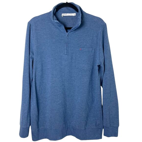 Criquet Cotton Blend 1/4 Zip Pullover Blue Embroidered Logo Pocket Men's Medium - Picture 1 of 8